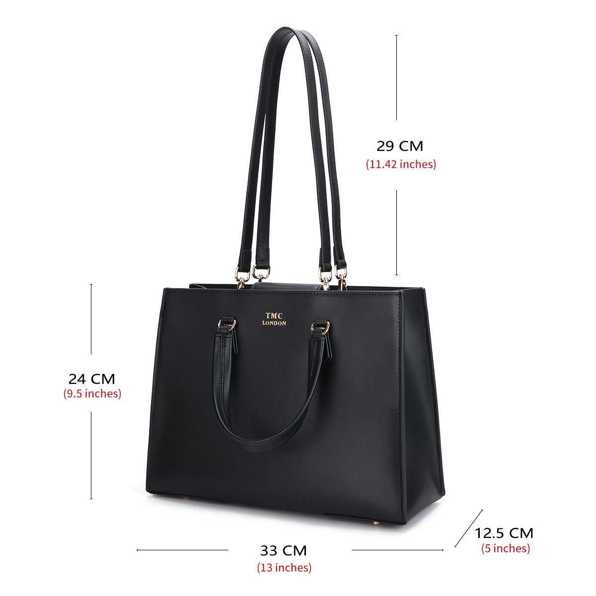 Women's Sleek Black Top Handle Shoulder Handbag - Stylish Everyday Accessory